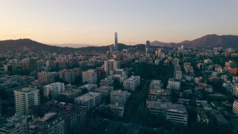 Neighborhood-In-Providencia-With-Costanera-Center-Complex-In-The-Distance-In-Santiago,-Chile