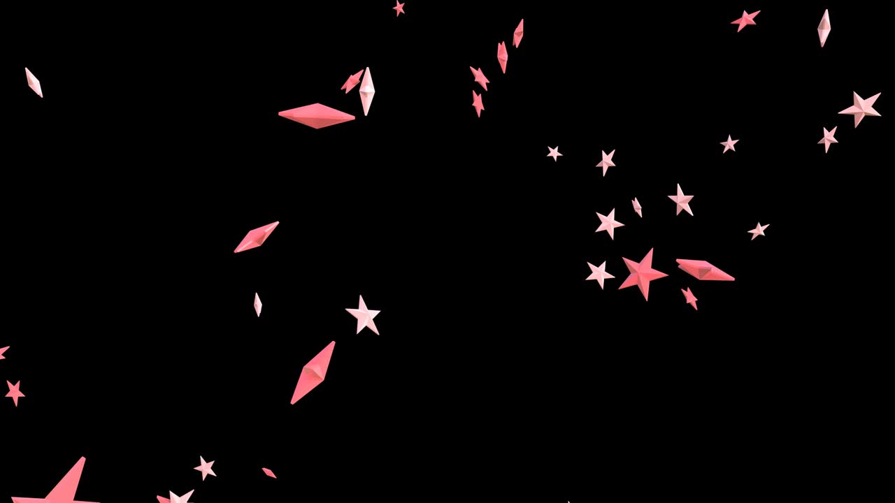검은색 배경에 분홍색 별 모양의 콘페티.