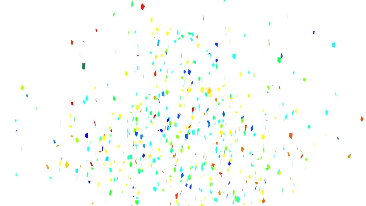 Animazione di coriandoli colorati che cadono su sfondo bianco