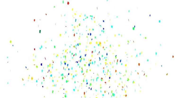 Animazione di coriandoli colorati che cadono su sfondo bianco
