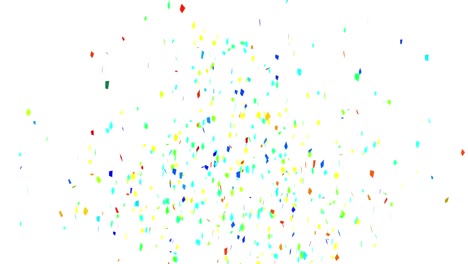 animation of colourful confetti falling over white background