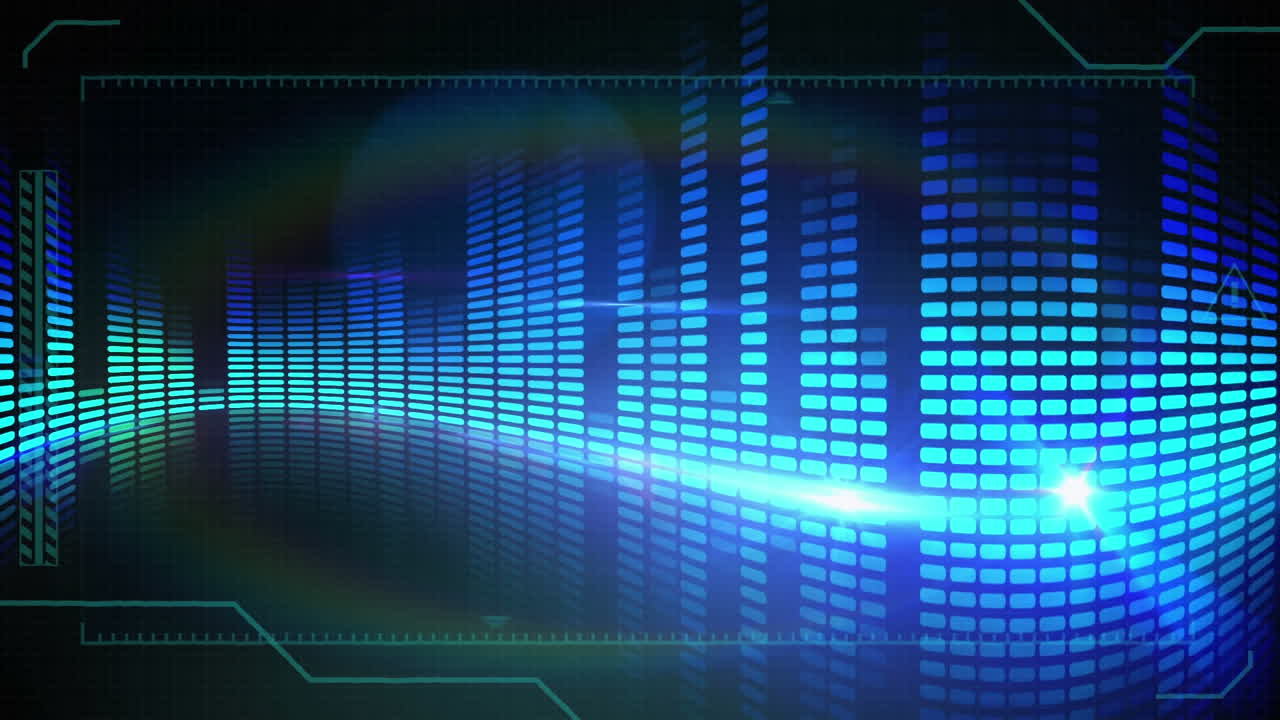 검은 바탕에 움직이는 기둥 위에 있는 빛의 반점들의 애니메이션