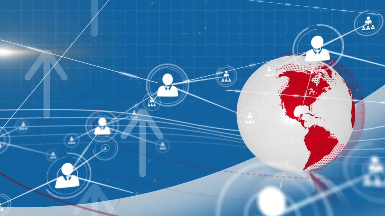 전 세계 사람들과의 연결 네트워크의 애니메이션 아이콘