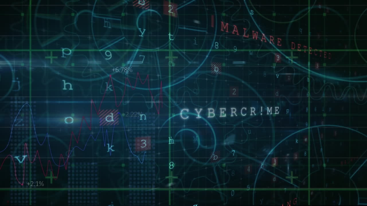 animación del procesamiento de datos sobre un fondo oscuro