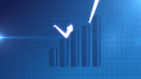 animación azul hacia arriba del gráfico de barras que muestra el aumento de las estadísticas de datos