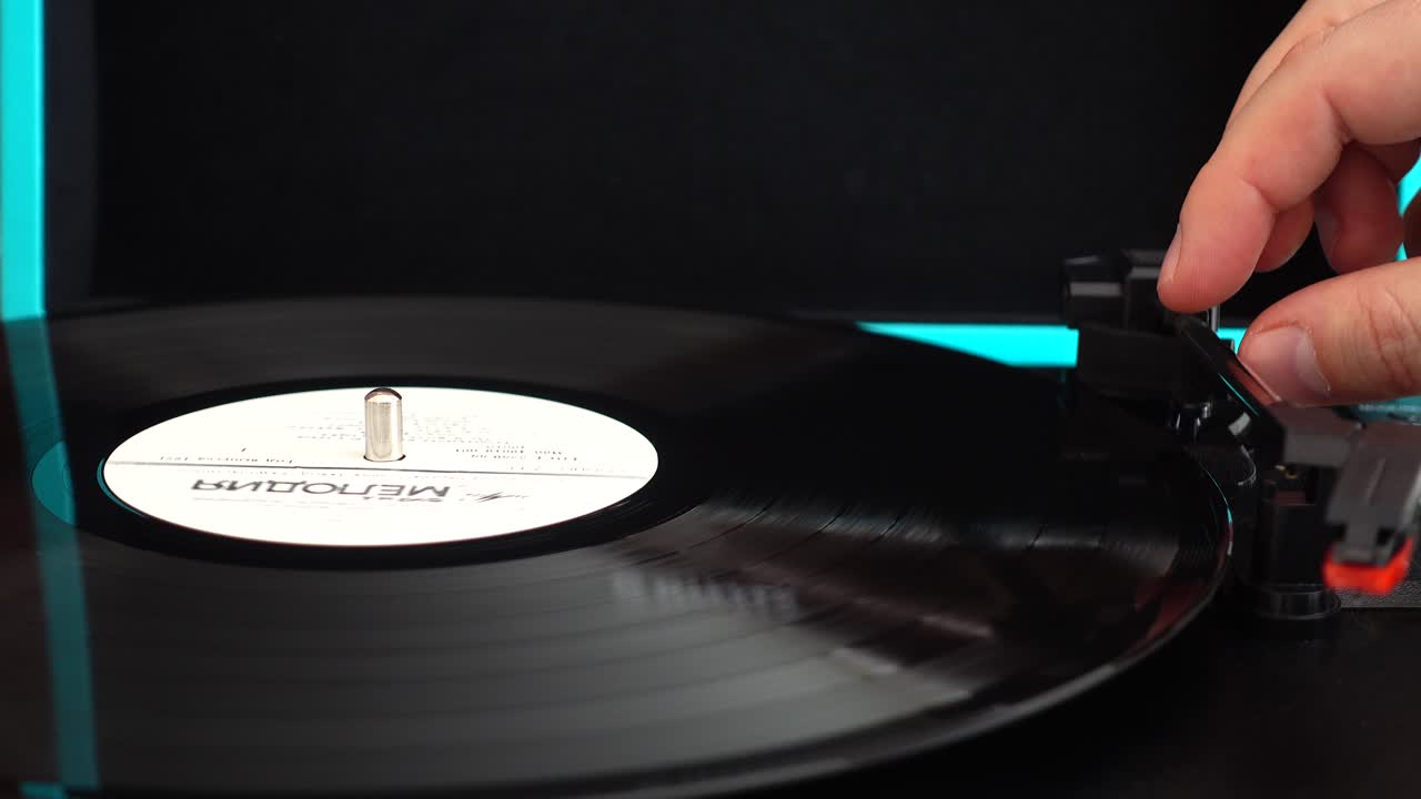 Vinyl record player. Needle on a vinyl record