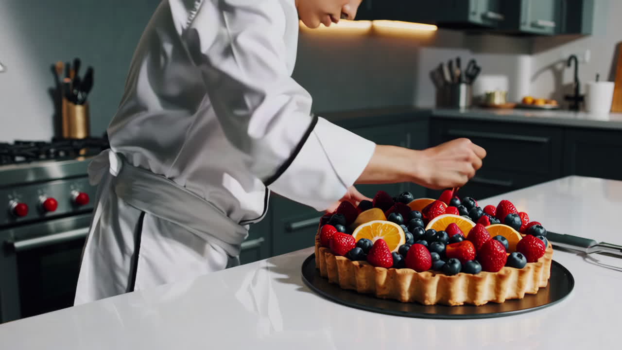 Chef Preparing a Fruit Tart
