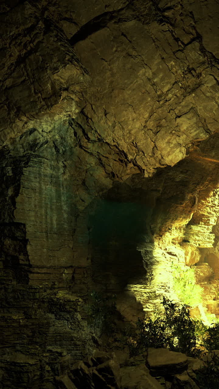 Grotta mozzafiato con la luce del sole che filtra attraverso aperture naturali