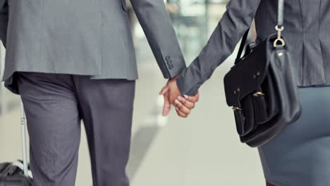 couple, business people and travel at airport