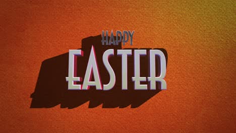 Retro-Happy-Easter-text-on-orange-vintage-texture-in-80s-style