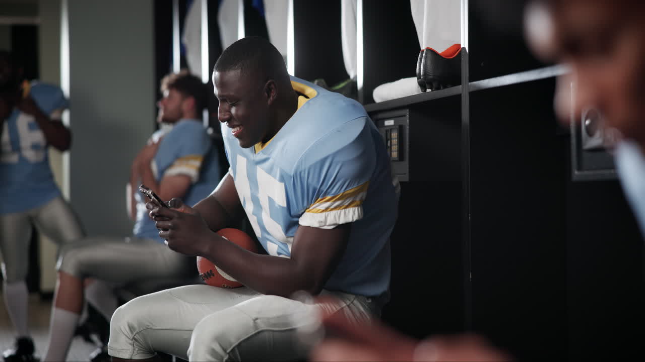 Football Players in Locker Room