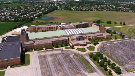 aerial view of a high school