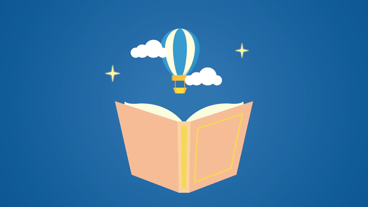 celebración del día mundial del libro con globos de aire caliente