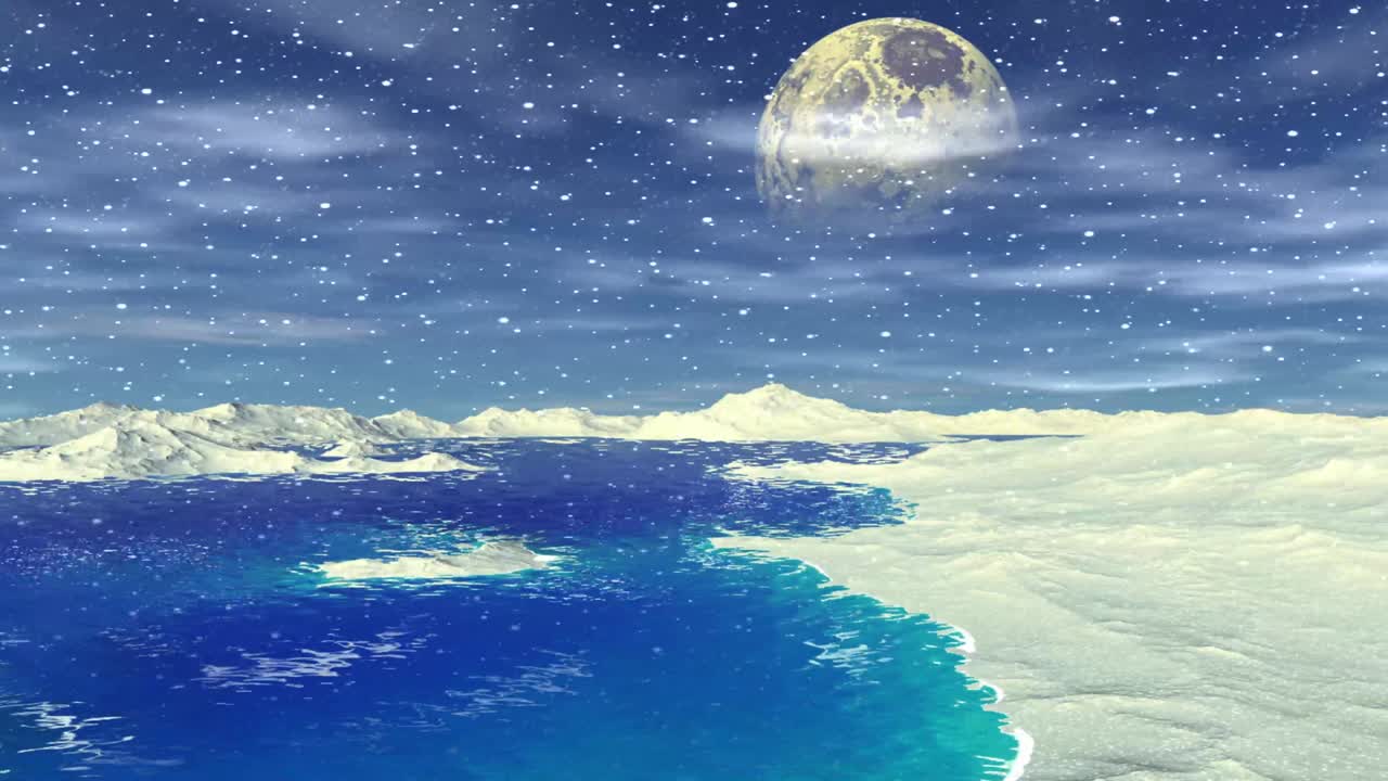 외계인 행성, 산과 물, 애니메이션, 파노라마, 4k