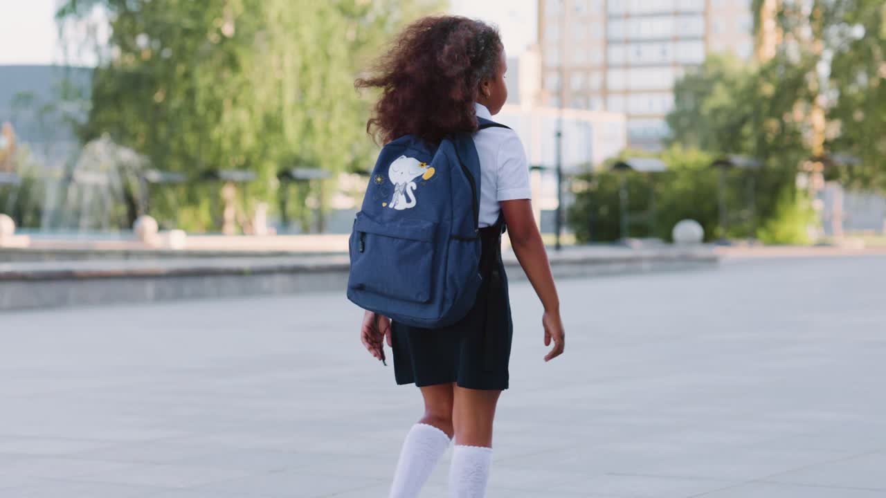 Schoolgirl walking to school