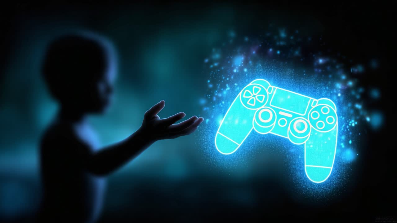 A Child's Fascination with Gaming: An Enchanting Journey into the Digital World of Video Game Controllers and Imagination