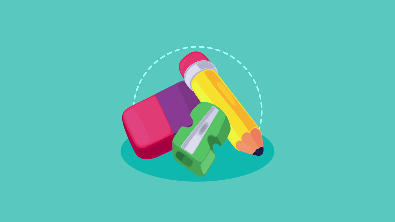 셰이퍼와 함께 연필과 지우기 학교 용품