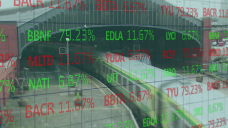 animation of stock market over train