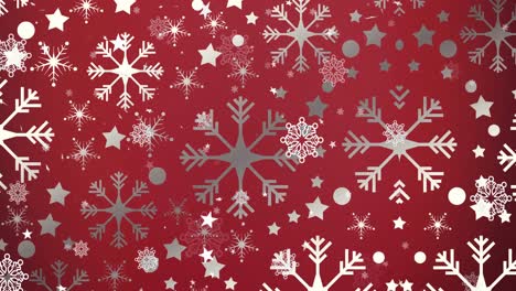 Animation-of-christmas-snowflakes-falling-over-red-background