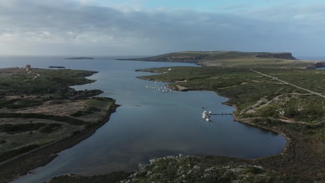 drone flight over sa nitja, natural port in menorca spain