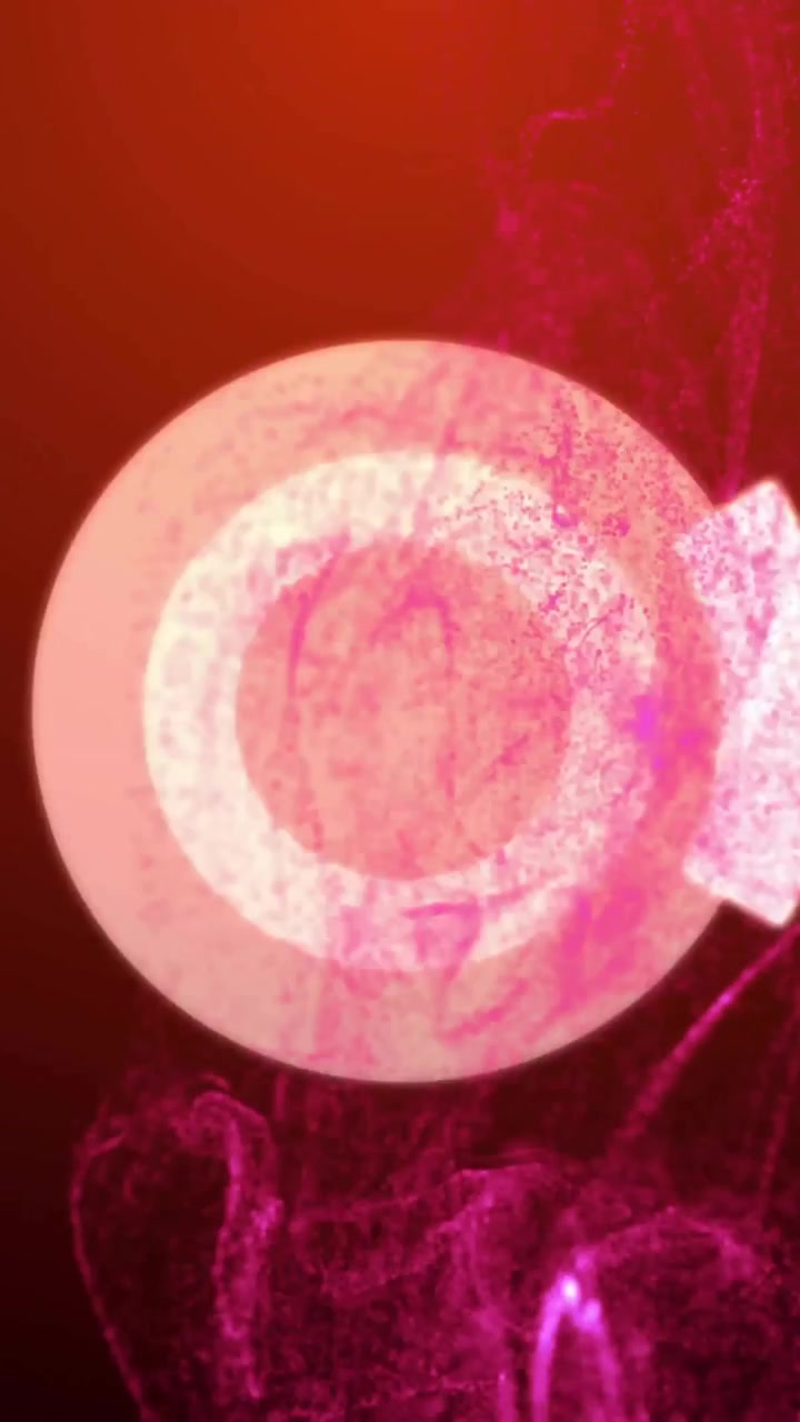 Animazione di cerchi su particelle che formano un motivo di fumo su uno sfondo astratto.