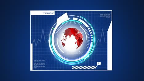 animación del globo, escaneo de alcance y procesamiento de datos