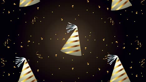 feliz año nuevo animación con sombreros de fiesta