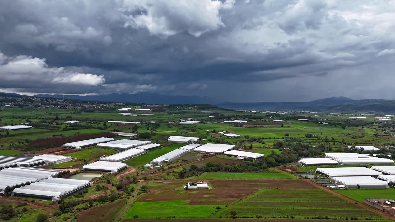 Dramatic Storm Clouds Hyperlapse Over Mexican Farmland