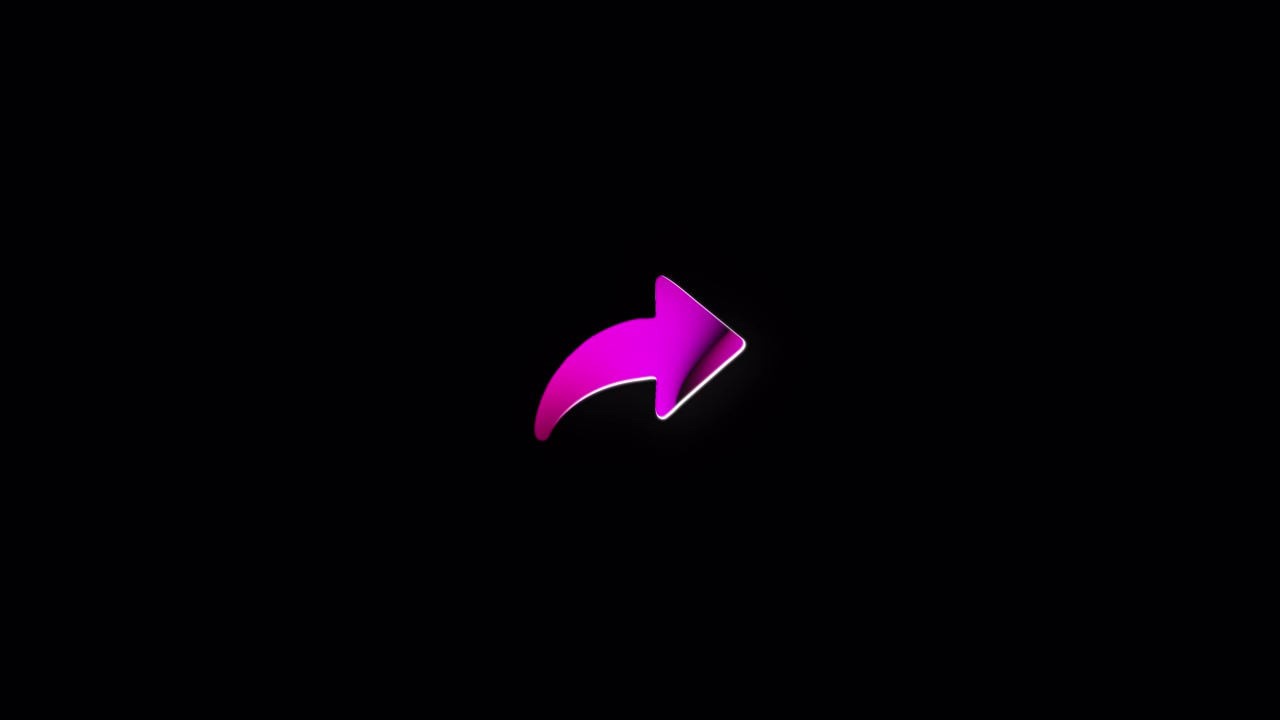Animated 3D Pink Share Arrow Icon Rotating on Black Background