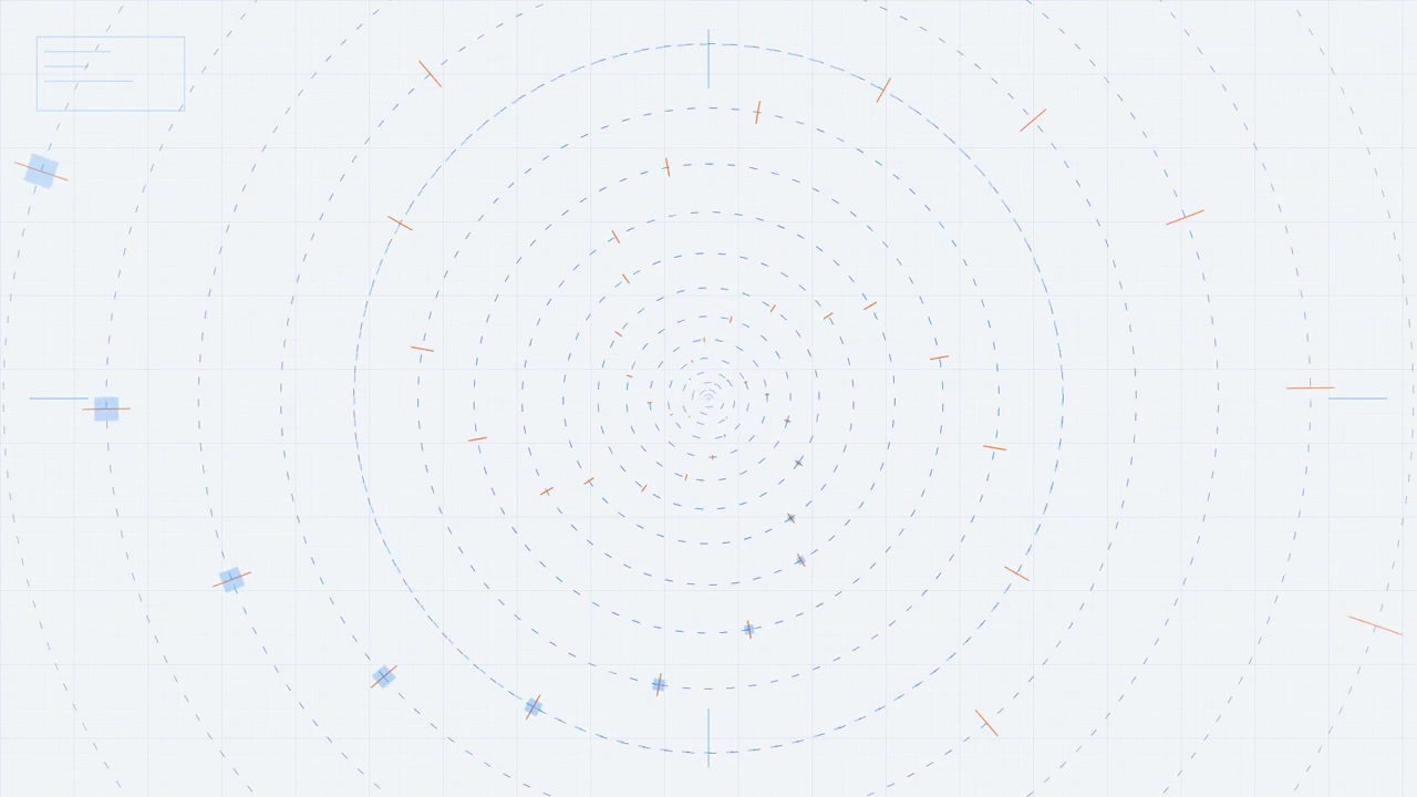 Abstract Digital Radar Interface with Rotating Concentric Circles