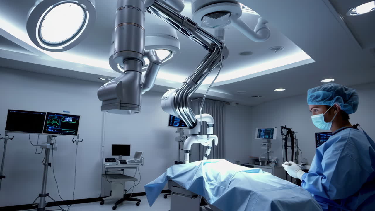 cirugía robótica en una sala de operaciones