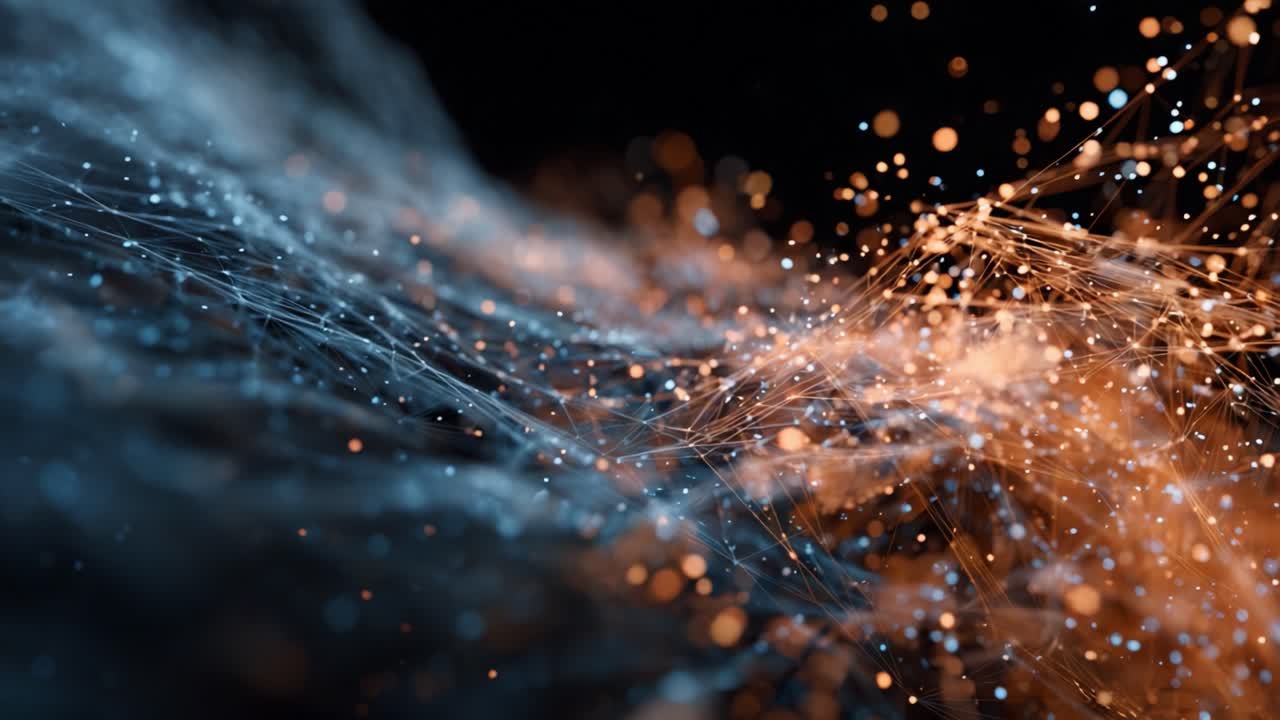 Dynamic Fusion of Colors and Light: A Captivating Representation of Energy Flow and Data Visualization Concept Captured in Stunning Motion Across a Dark Background