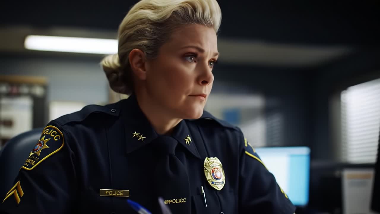 Focused Police Officer at Work