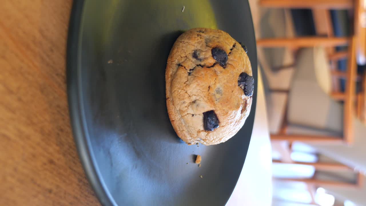 Chocolate chip cookie on a plate