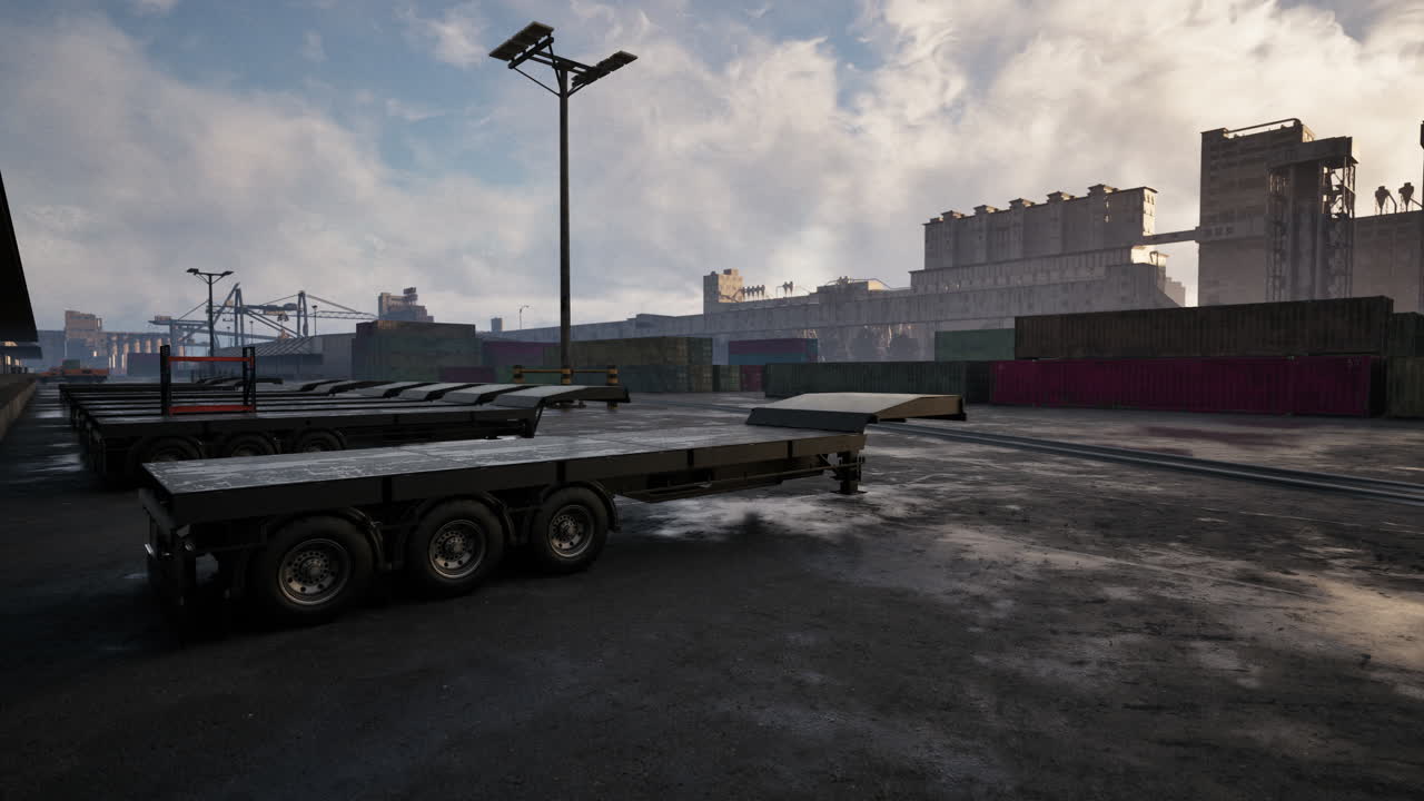 배송 항구에서 빈 트레일러