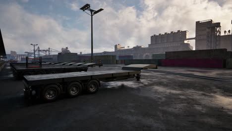 empty trailers at a shipping port
