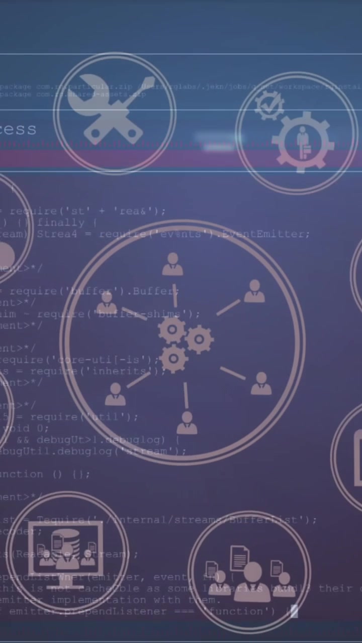 Animation of network of connections with data processing