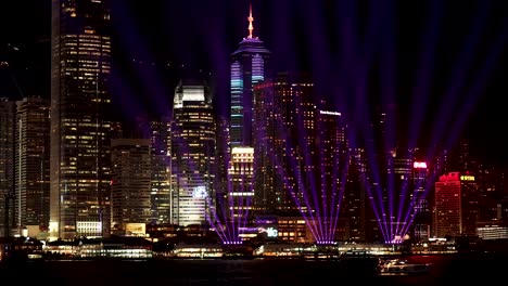 colorful light display on hong kong skyscrapers