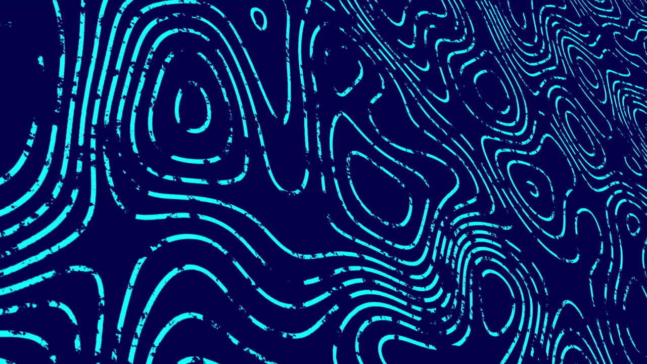 Animation of blue line trails moving in hypnotic motion on seamless loop on blue background