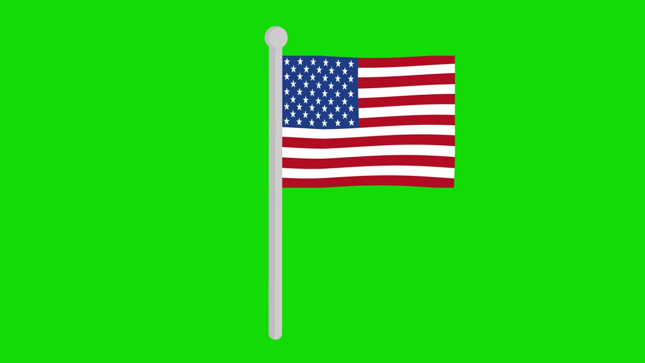 animación de bucle de la bandera de los estados unidos moviéndose en un poste