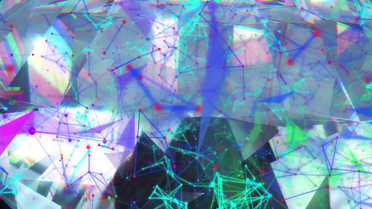 크리스탈 위로 움직이는 파란색 모양의 애니메이션