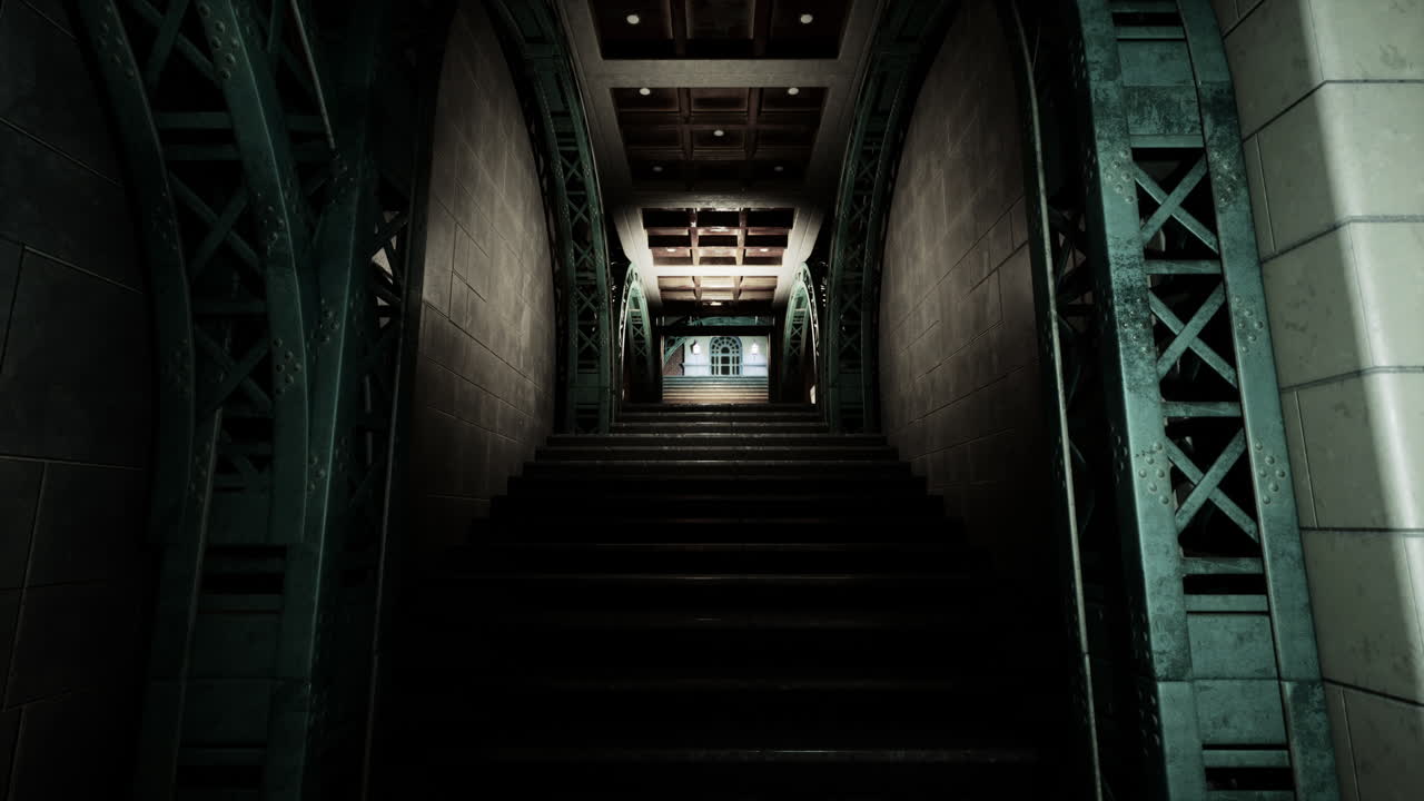 오래된 건물의 신비한 어두운 계단