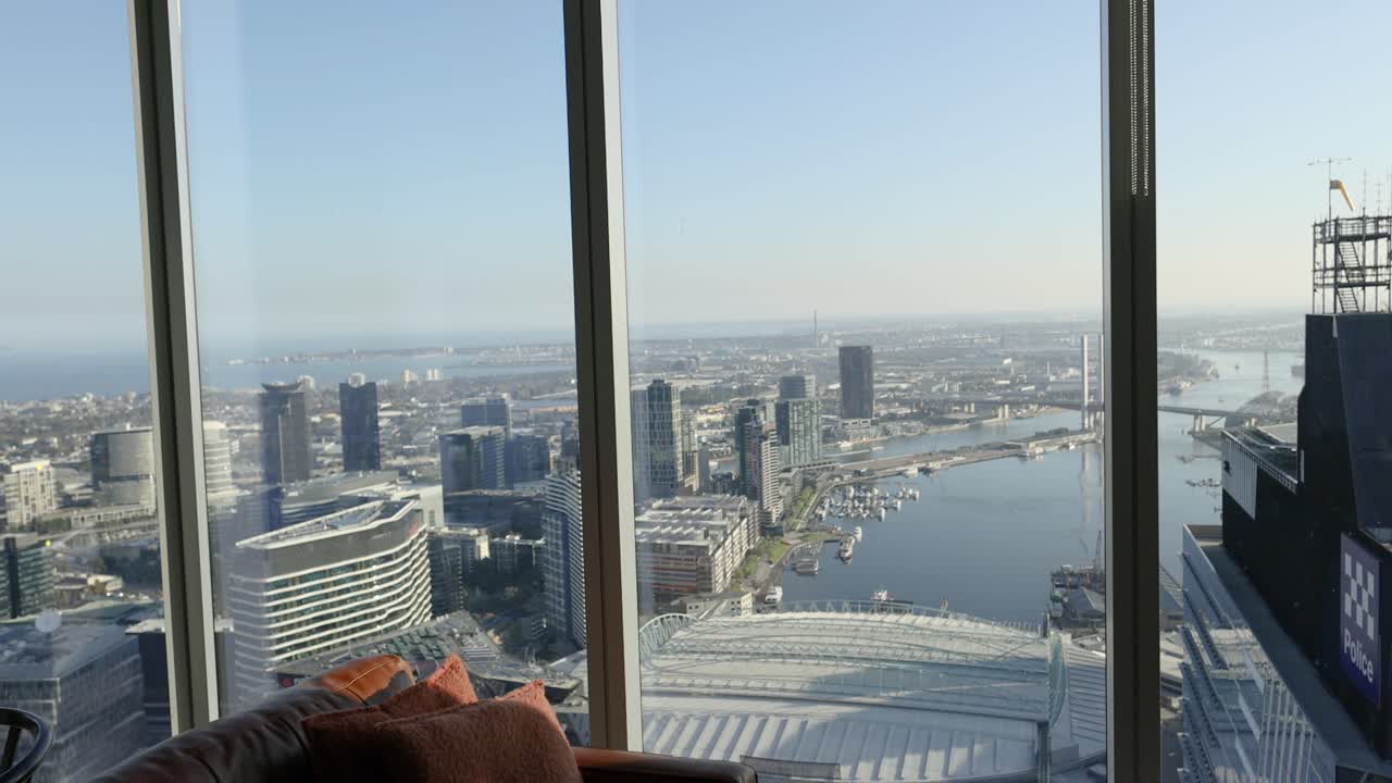 고층 아파트에서 멜버른의 파노라마 뷰