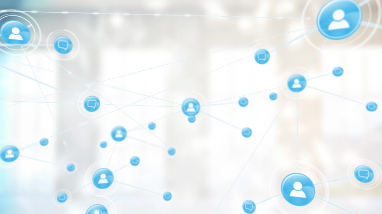 Digital Network of Connected People and Communication Icons