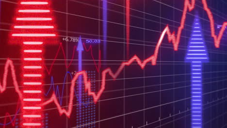 datos financieros y tendencias del mercado de valores animación con gráficos y gráficos fluctuantes