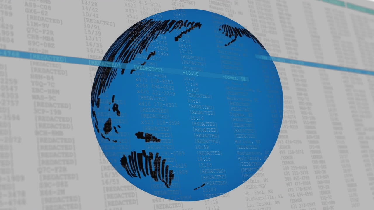 Financial data background with blue globe animation in school setting