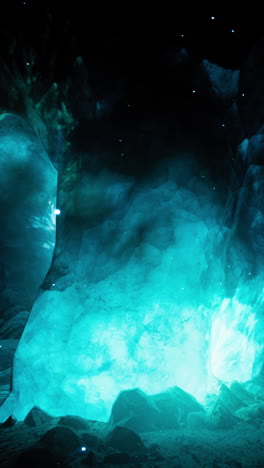 a glowing blue cave