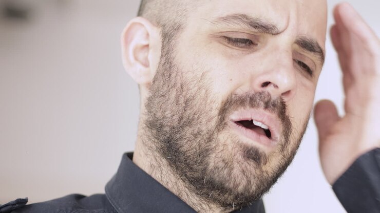 Slow motion: Depressed, worry and alone man