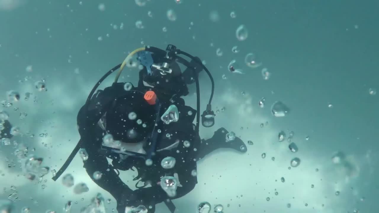 Above view of man doing diving