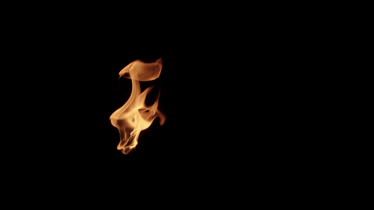 Burst of fire burning flamethrower in pitch darkness